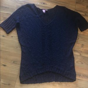 Navy Short Sleeve Loose Fitting Sweater